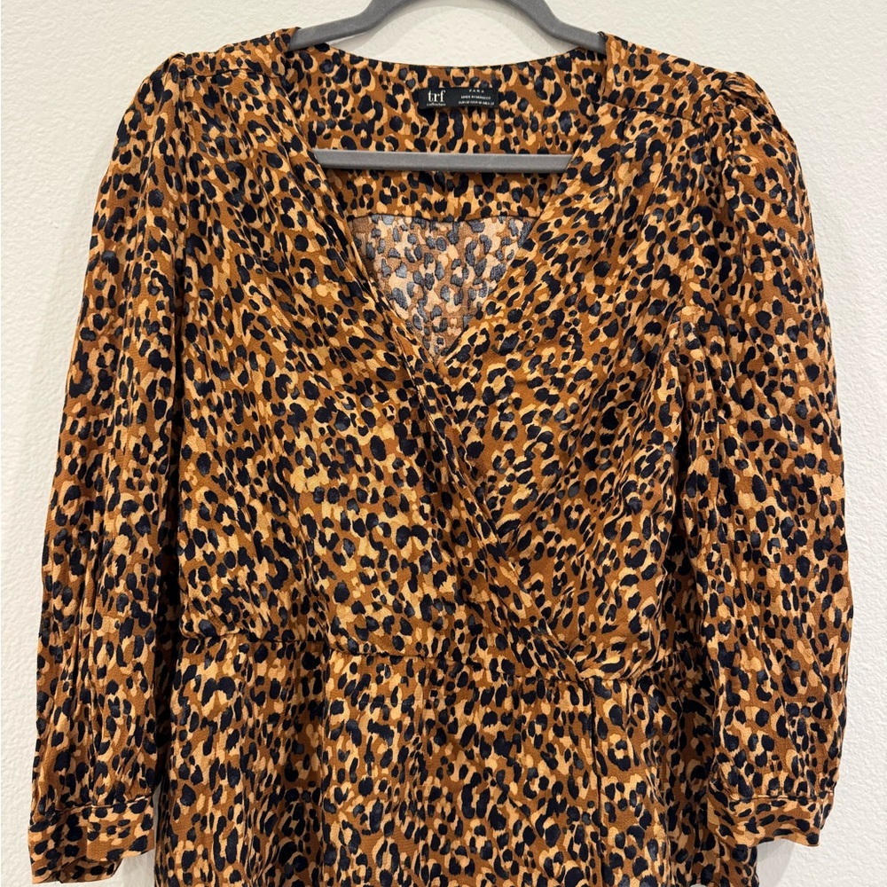 Zara Animal Print Blouse in Brown and Black